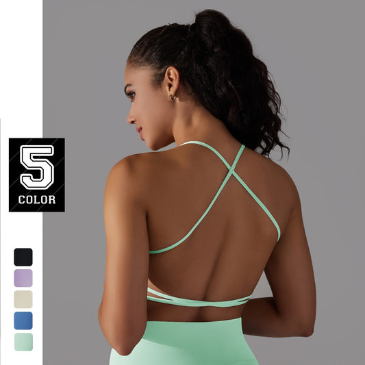 Custom Sports bra gathered cross sexy beautiful back camisole yoga bra running fitness vest