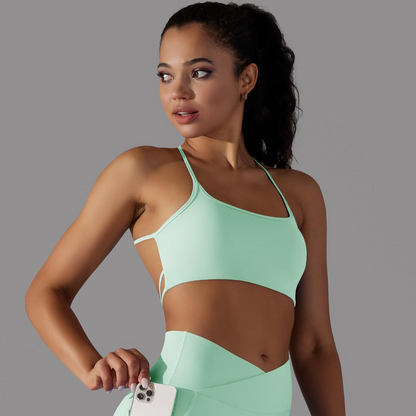 Custom Sports bra gathered cross sexy beautiful back camisole yoga bra running fitness vest