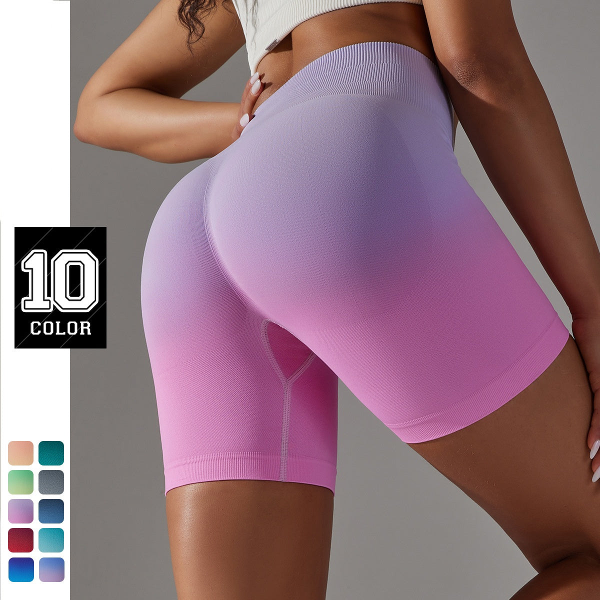 Custom Seamless Abdomen Pants High Elastic Gradient Color Peach Hip Tight Sports Yoga Pants High Waist Fitness Shorts