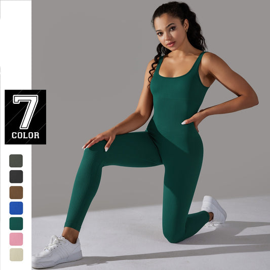 Custom Seamless Threaded One-Piece Yoga Suit Dance Belly Slimming Sports Elastic Bodysuit